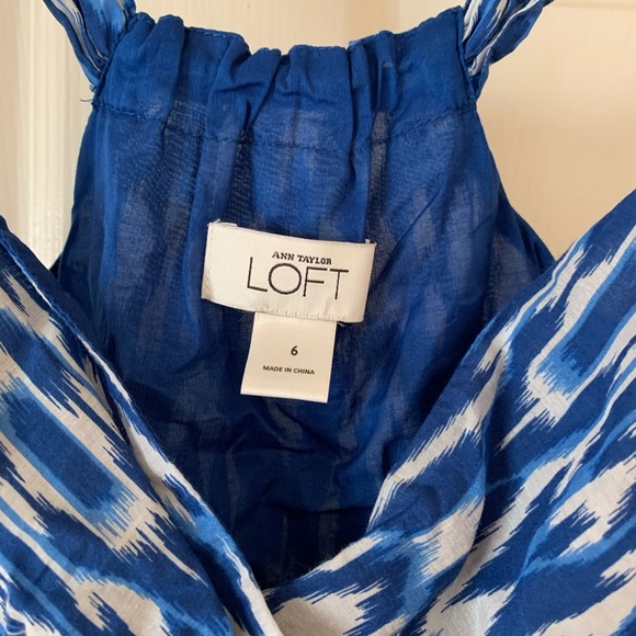 Ann Taylor Loft Blue White Strappy  Beach Dress - Picture 5 of 7